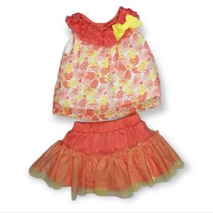 Little Lass 2 Piece Orange and Yellow Outfit 18 Months